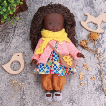 Soft Waldorf Doll with Wooden Hair Stick - Eco-Friendly Toddler Toy